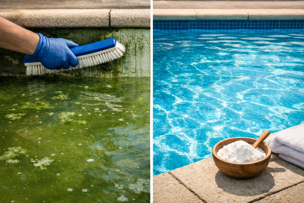 Remède de grand-mère contre une eau de piscine verte.