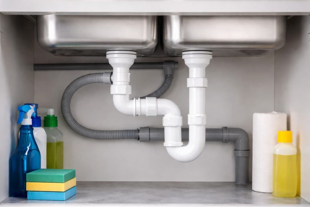 La hauteur d'évacuation d'un évier.