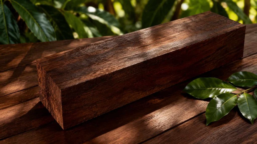 Un morceau de bois d'acapu.