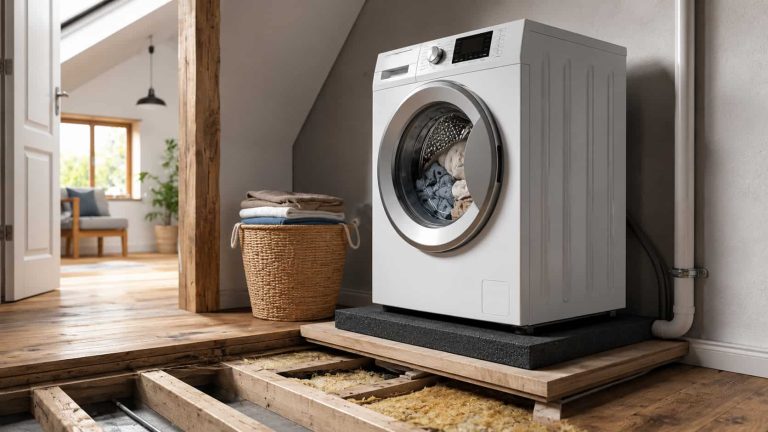 Le poids d'une machine à laver réparti sur une palette.
