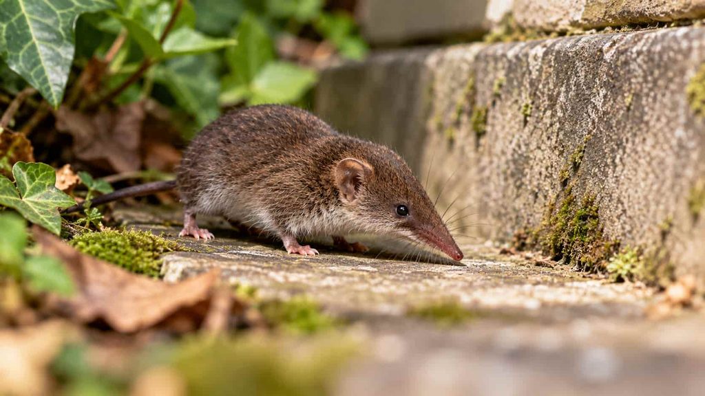 Une musaraigne dans le jardin.